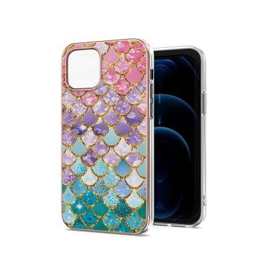 China New Custom Shockproof Luxury Women Plated Cell IMD Printed Marble Cell Phone Case For Iphone 14 14 pro max for sale