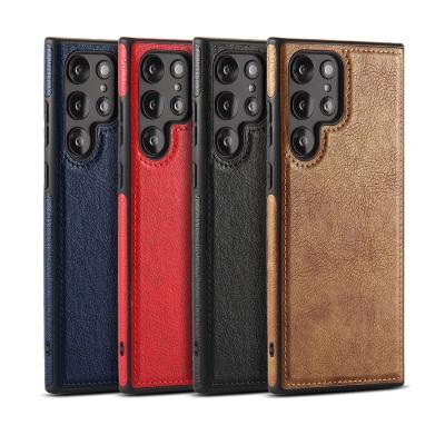 China Vintage S22 Shockproof Classic Stylish Anti Scratch Ultra Slim PU Leather Case For Samsung s22 TPU Phone Flexible Soft Bumper Back Cover F for sale