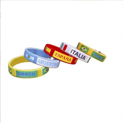 China Customized Eco Friendly Design Flexible Wristbands For Adults And Teens With Football Team C Logo Country Flag Thick Wristband for sale