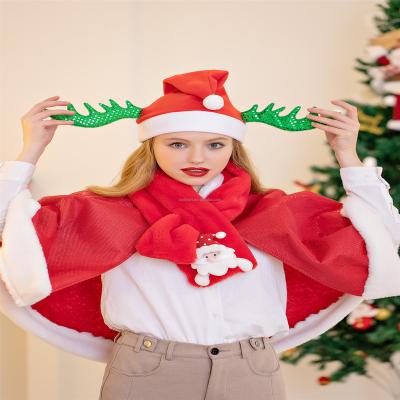 China Christmas Wear Christmas Hat for Women and Girls Christmas Deer Antler Hat Snowflake Headband Red Green Velvet Hat for sale