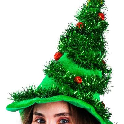 China 2021 Christmas Wear Christmas Tree Shape Green Felt Christmas Hat for sale