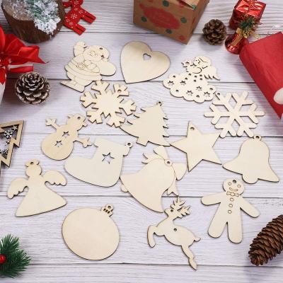 China Wooden Christmas Decoration Christmas Hanging Ornaments , Unfinished Wooden Tree Ornaments For DIY Wood Crafts Christmas Decoration for sale