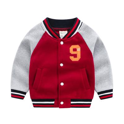 China Anti-wrinkle Wholesale Number Patch Detail Colorblock Baseball Plain Clothes Sport Sweatshirt Cotton Kids Varsity Jacket for sale