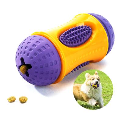 China Viable Pet Feeding Leak Food Treat Bite Resistance Non-Toxic Rubber Tooth Dog Chew Cleaning Toy for sale