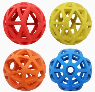 China Sustainable Dog Ball Toys Pet Teeth Cleaning IQ Treat Ball Strong Chewing Dispensing Toys Soft Rubber Ball for sale