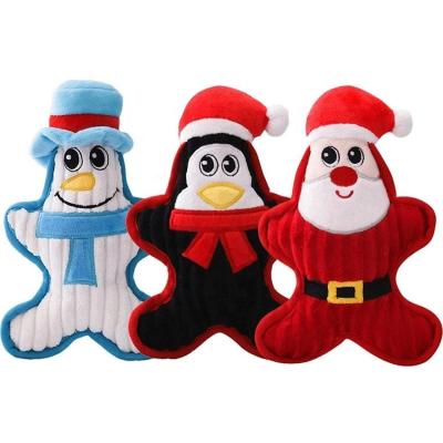 China Holiday Plush Santa Penguin Snowman Pet Tooth Molar BB Stored Called Pet Toy for sale