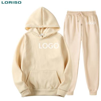 China Breathable Ladies Men Customize Logo Sweatshirt Jogger Hoodies Two Piece Jogging Women Unisex Sweat Suit Sweatsuit Set Tracksuits for sale