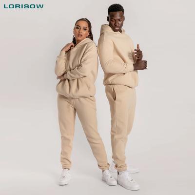 China LORISOW 2021 unisex sudadera jogging sweatsuit breathable mock up screen printing sweat suit for sale