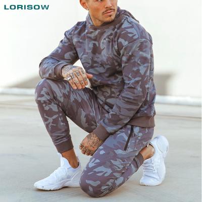 China 2021 Anti-wrinkle hoodies mens 10 Spandex 90 polyester training 2 piece camouflage hoodies sports style military hoodie for men for sale