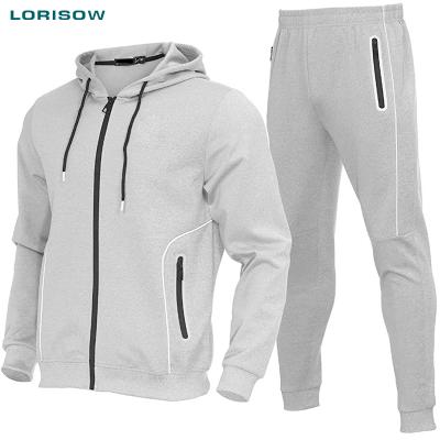 China LORISOW 2021 Breathable Polyester Mens Jogging Suit Cotton Two Piece Jogging Suits For Men for sale