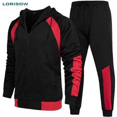 China LORISOW Breathable Men Tech Fleece Thin Fit Tracksuits Sew Custom Logo Sports Tracksuit Set for sale