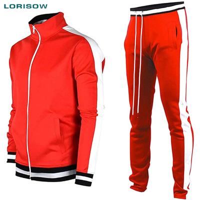 China LORISOW 2021 Breathable Red Tracksuit Men's Custom Sportswear Tracksuit Sport Sets Tracksuit For Men for sale