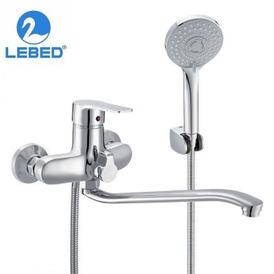 China Best Selling Contemporary Wall Mounted Single Handle Sliding Bar Long Spout Bathtub Mixer Tap For Bathroom for sale