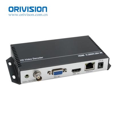 China ip h.265 encoder decoder HDMI/VGA/CVBS output h265 video decoder support HTTP RTSP RTMP RTMPS 4K UDP ONVIF FLS FLV 165*85*25mm for sale