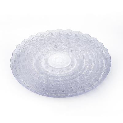 China Shell Recycle Eco-Friendly Fruit Food Disposable Round Plastic Container Dish Transparent Wedding Cutlery Cutlery for sale