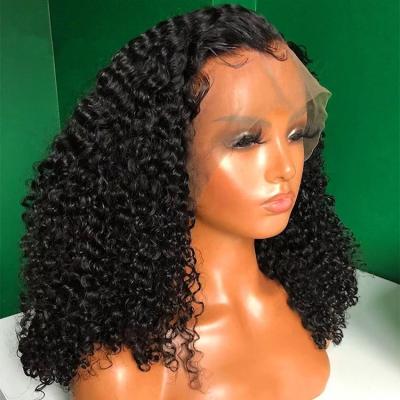 China Cambodian Curly Kinky Curly New Arrival Kinky Curly 3C Lace Front Wigs Tight Curly Cambodian Hair Natural Wigs Type 13*4 for sale