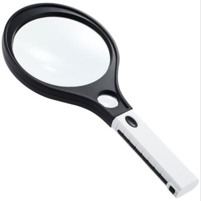 China Dual Magnifier 3X 10X Lens Magnifier 5LED Handheld Magnifier Handheld Magnifying Glass With Currency Detector Light for sale