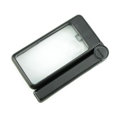 China 2.5X 8X Lens Plastic Magnifier Rectangle Magnifying Glass Handheld Folding Reading Magnifier With Light for sale