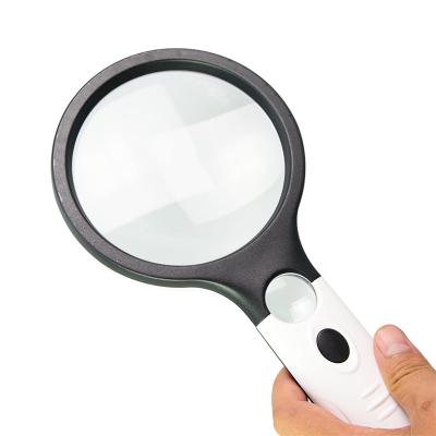 China 138mm Ergonomic Plastic Ergonomic Lens Magnifying Glass Magnifying Glass Magnifier with LED Light for sale