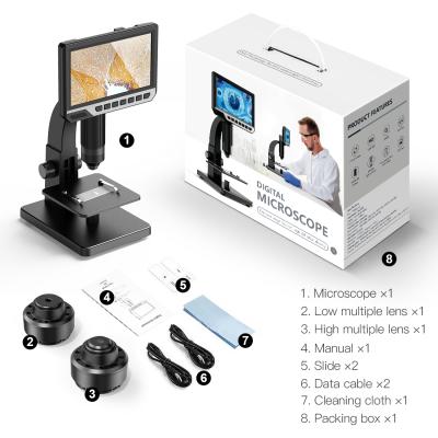 China Dual Lens Digital Microscope 2000X 7-Inch HD IPS Dual Screen Len Observation Computer Support Multiple Lens G2000 G2000 for sale