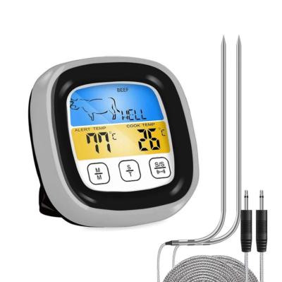 China Kitchen Termometer Digital Thermometer Touch Screen Meat Thermometer for Cooking Oven BBQ Grill Cooking Food with 2 Probes and Timers for sale