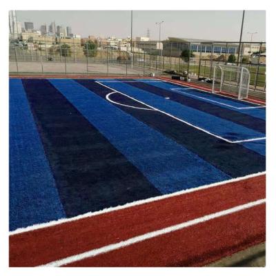 China Eco-Friendly March Expo Premium Blue Non-Infilling Football Grass Artificial Grass For Soccer Fields for sale