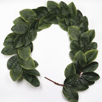 China Garden Decorate Natural Artificial Green Greenery Garland Leaf Wholesale Touch Magnolia Leaves for sale