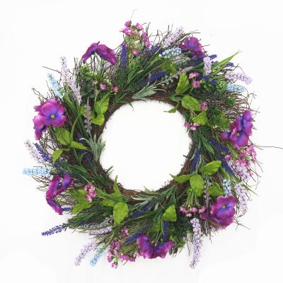 China High Quality Spring Wreath Artificial Flower Wreath Vine Wreath With Morning Glory for sale