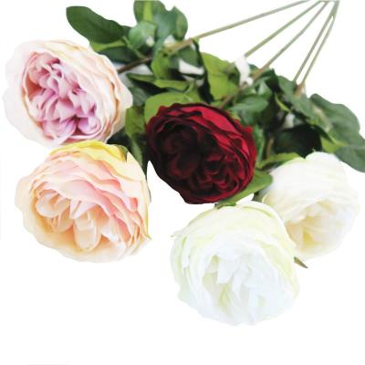 China High Quality Wedding And Decor Home English Cabbage Rose Silk Rose Flower For Wedding Decoration for sale