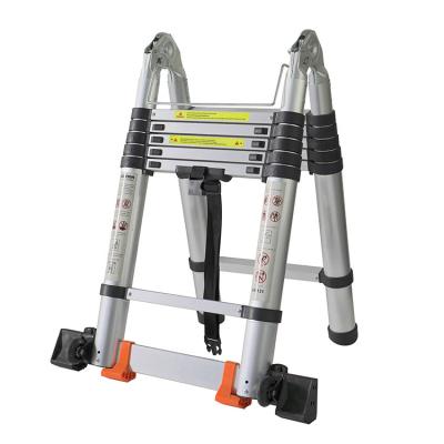 China Double Function Folding Ladders 5m Ladder Multi Function Double Side / Indoor Retractable Telescopic Free Standing High Quality Heavy Duty for sale