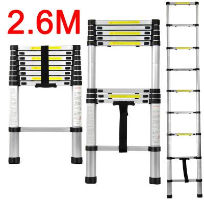 China Folding Ladders 2.6m / 8.5 ft High Quality Outdoor / Indoor Telescopic Ladder Heavy Duty Folding Retract Roof Top Ten Car Camping Top for sale