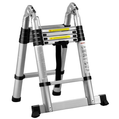 China Folding Ladders 1.9+1.9m Multi Function Side Telescopic Ladder Double Purpose Joint Purpose Hinge Aluminum Alloy 6063 A Free Frame Bracket EN131 CE for sale