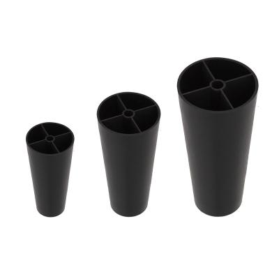 China Heavy Duty Black Round Tapered Plastic Sofa Couch Chair Furniture Legs for sale