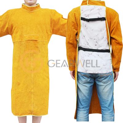 China Welding Coat Cleaning Clothes Anti-scald Durable Washable Heavy Duty Leather Work Apron Cotton Canvas for sale