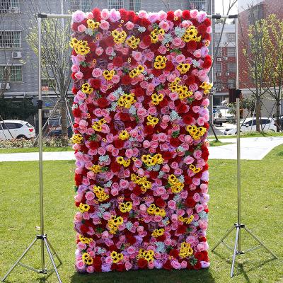 China Beautiful Colorful High Quality Flower Wall rose flowers decorations for home wedding 5d wall flower wall for sale