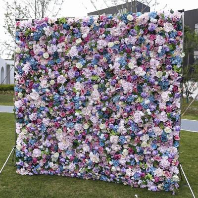 China Wholesale Wedding Backdrop Beautiful Colorful High Quality Colorful Flower Wall Artificial Wall Wedding for sale