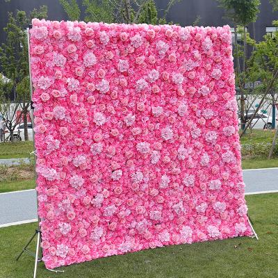 China Wholesale Beautiful Colorful High Quality Flower Wall Backdrop Pink Flowers Wall Artificial Flower Wedding Decoration for sale