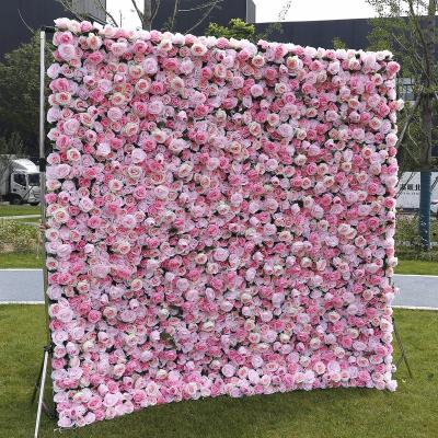 China Beautiful Flower Wall Christmas Decor High Quality Colorful 3d Wedding Decor Light Pink Artificial Flowers Wall for sale