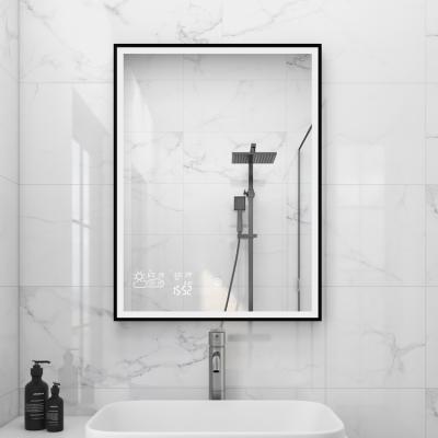 China 705*505mm Minimalist Square Frame Smart Aluminum Mirror With LED Light for sale