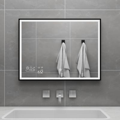 China Simplicity Modern Design Modern Wifi Bathroom Mirror With Light Defog Backlit Silver Wall Mounted Smart Mirror for sale