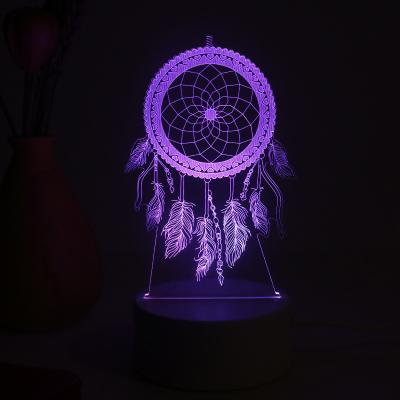 China Minimalist Seven Color Touch 3D Lamp Catcher LED Dreamy Net Nightlight Gift Visual Light Creative Night Light for sale