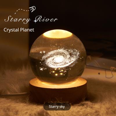 China Modern Simplicity Modern Planet LED Night Light 3D Night Light Ball Crystal Ball Crystal Ball Gifts for Kids for sale