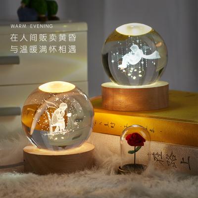 China 60cm Crystal Solar System Crystal Ball Night Light Birthday Gift Modern Simplicity Cutout Planets Moon Glass Ball Night Light for sale