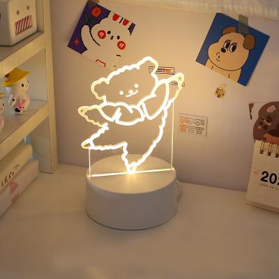 China Minimalist 3D Illusion Lamp Home Decor Cartoon Characters Children's Gift Acrylic Dancing Bear Light-emitting Diode Night Light for sale