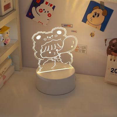 China Minimalist 3D personalized cute acrylic LED night light of illusion table lamp home decor cartoon characters children's gift for sale