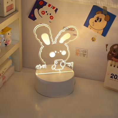 China Minimalist 3D Personalized Acrylic Rabbit LED Night Light of Illusion Table Lamp Home Decor Cartoon Character Children's Gift for sale