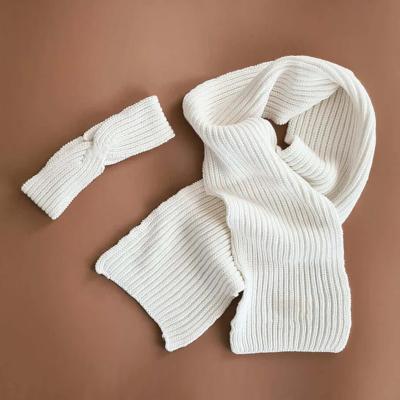 China New styles anti-static knitting 100% cashmere child scarf hat set winter baby winter cashmere scarf and headband for sale