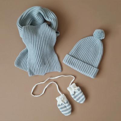 China Anti-Static Three-Piece Scarf Hat Set Baby Kids Beanies Knitted Hats Children Winter Warm Woolen Crochet Caps Hat Scarf Gloves Set Children for sale