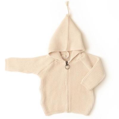 China 2023 anti-shrink autumn and winter infant hooded solid winter babies sweater clothes coat cardigan knitted baby clothes for sale