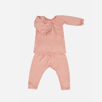 China Baby Bamboo Two Piece Solid Color Rayon Pajamas Bamboo Squishy Set Infant Soft Bamboo Toddler Anti-Shrink for sale